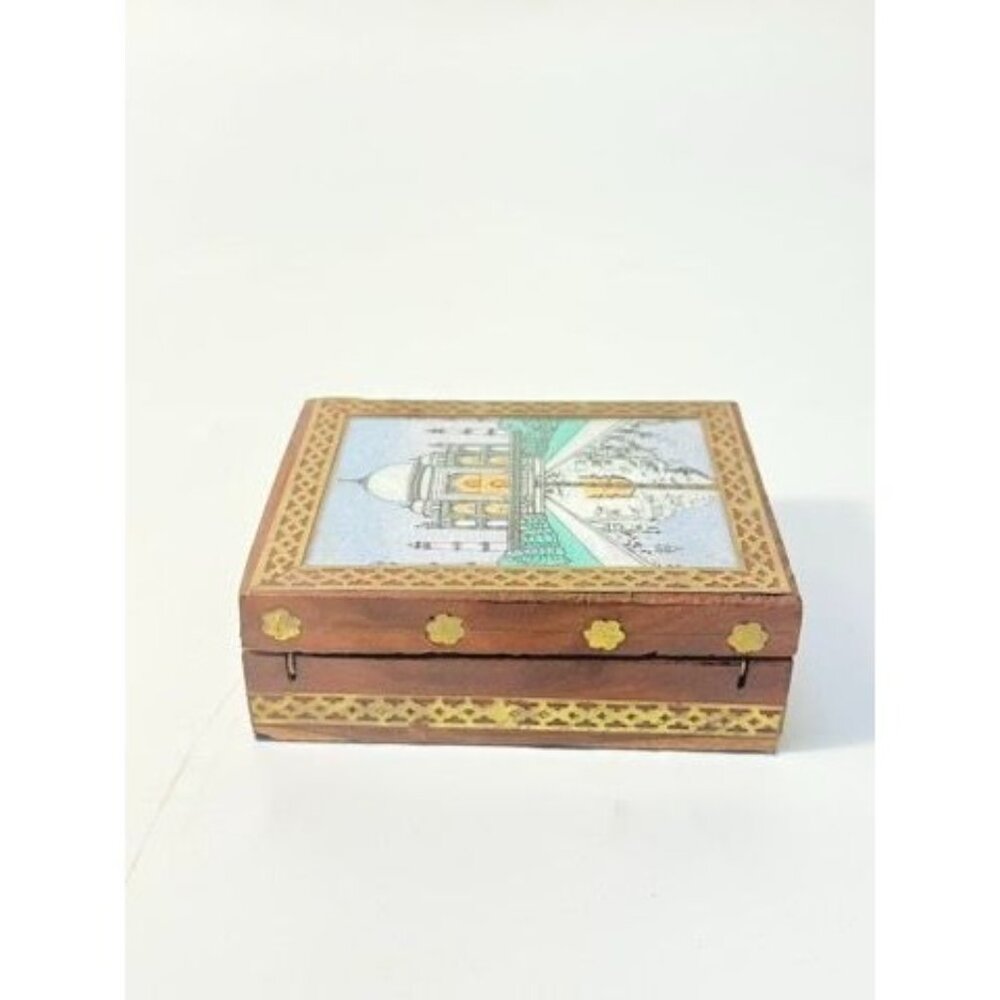 Inlay Wood Trinket Ring Souvenir Box Taj Mahal Wooden Sand Art Agra Traditional - Picture 6 of 16